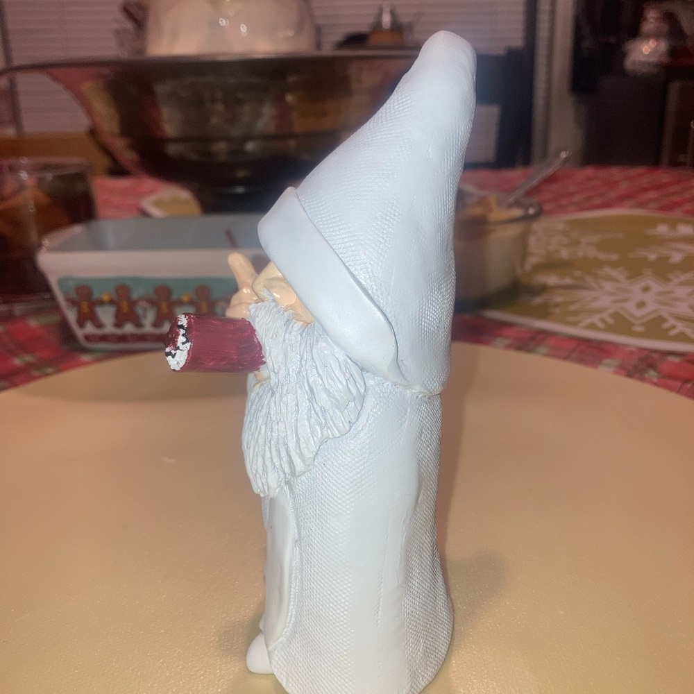 White Ceramic Gnome Figurine - Picture 5 of 6